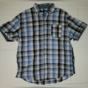 Mens Womens Blue White Black Plaid MB Studio Button Down Shirt. Size Extra Large